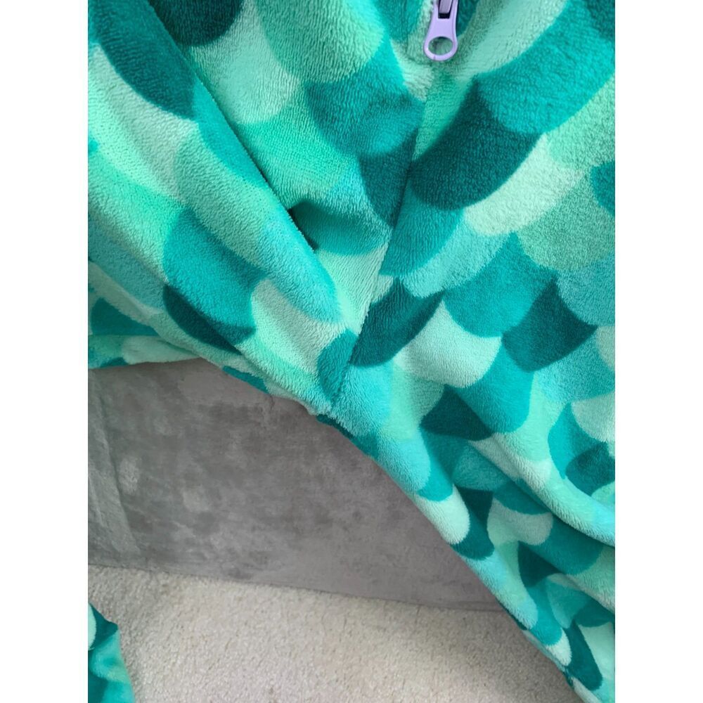 Disney Womens S Ariel Little Mermaid Purple Fleece Zip One Piece Costume Pajamas - Picture 9 of 13